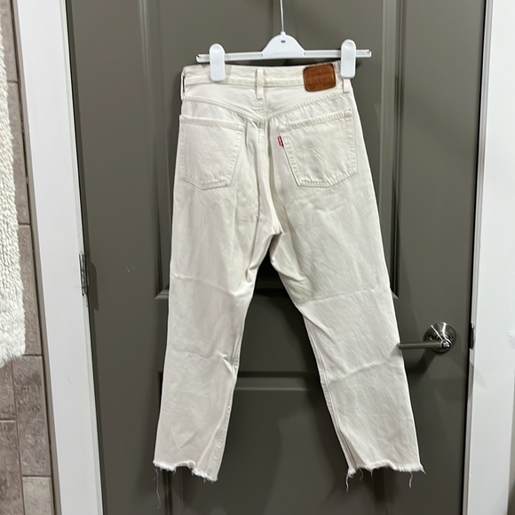 Levi’s cream 501 premium jeans, cream, raw hem, 100% cotton, size W27 L26 - Picture 3 of 5